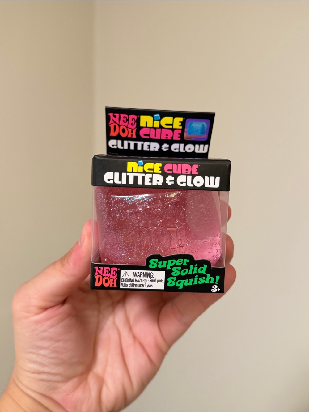 NeeDoh Nice Cube Glitter & Glow (1PC) - Pink